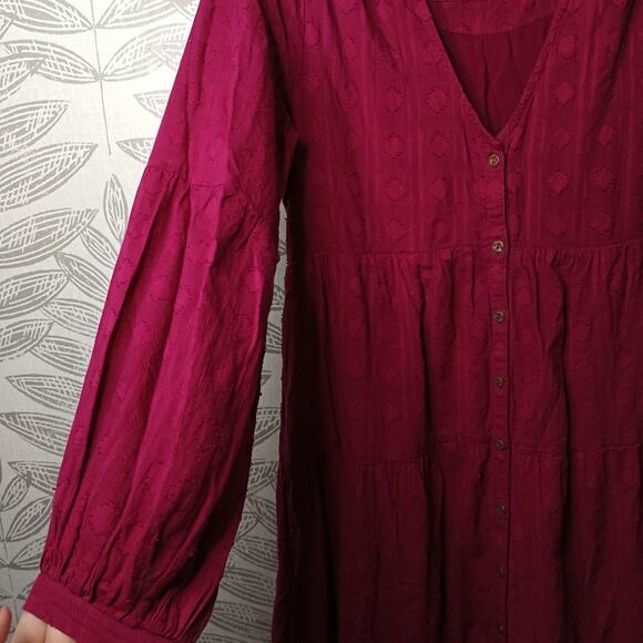 By Anthropologie Viola Maxi Dress Plum Boho Prairie V Neck Cottagecore Tradwife - Picture 4 of 9